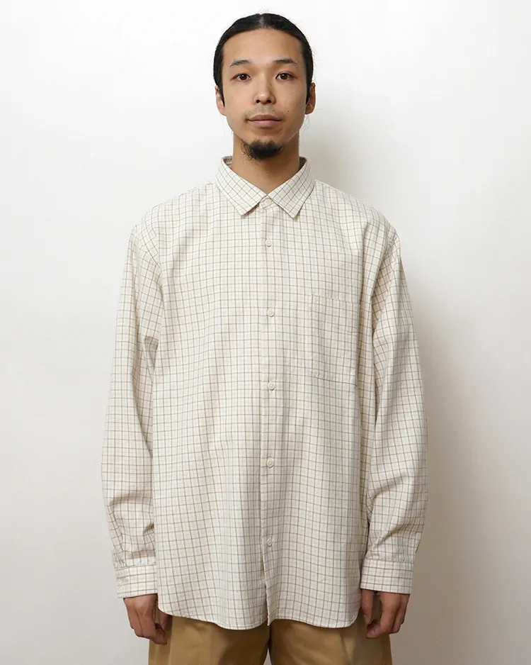 YAECA (MEN) / BUTTON SHIRT - WIDE  / BROWN-CH