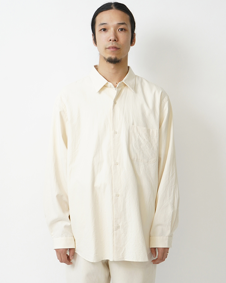 YAECA (MEN) / WIDE - BUTTON SHIRT  / NATURAL