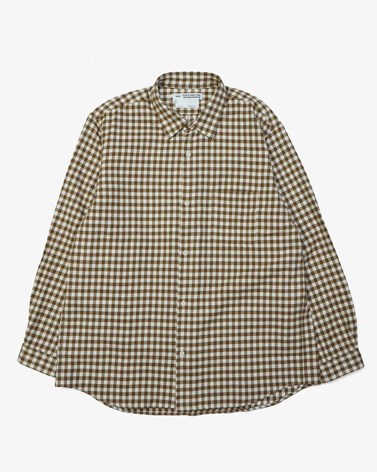 YAECA (MEN) / BUTTON SHIRT - WIDE / BROWN-CH