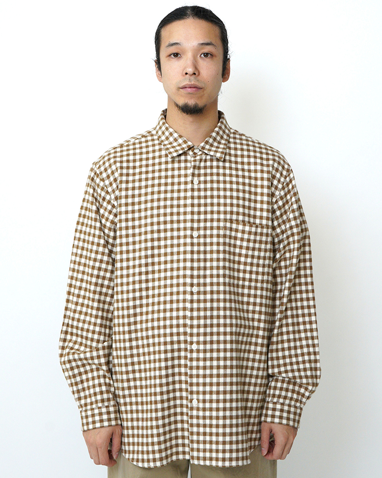 YAECA (MEN) / WIDE - BUTTON SHIRT / BROWN-CH