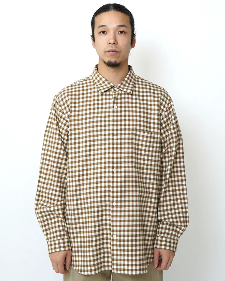 YAECA (MEN) / BUTTON SHIRT - WIDE / BROWN-CH