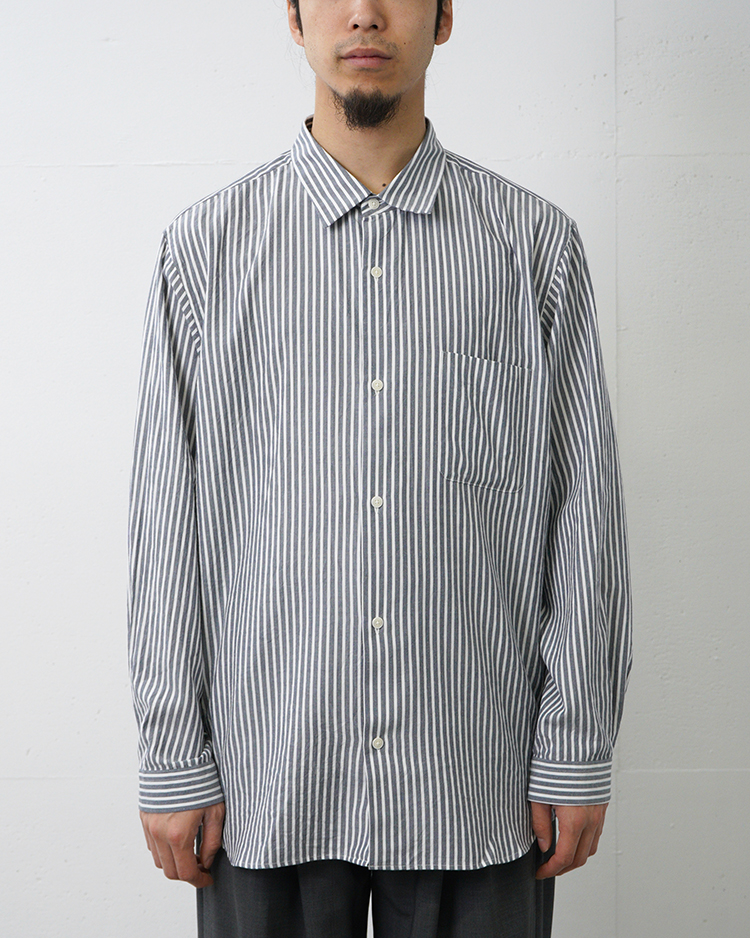 YAECA (MEN) / BUTTON SHIRT - WIDE / NAVY-ST