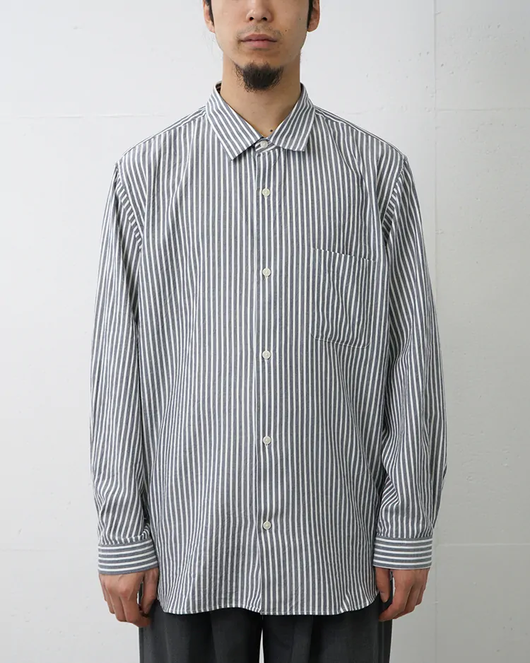 YAECA (MEN) / BUTTON SHIRT - WIDE / NAVY-ST