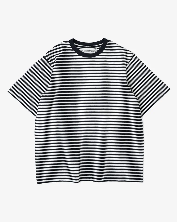 YAECA (WOMEN) / Slub Yarn T-Shirt / WHITE × NAVY