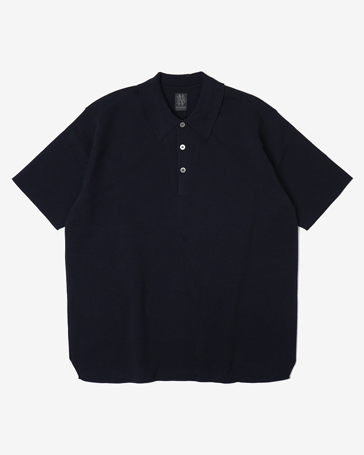 BATONER (MEN) / 32G SMOOTH KNIT POLO SHORT SLEEVE / NAVY