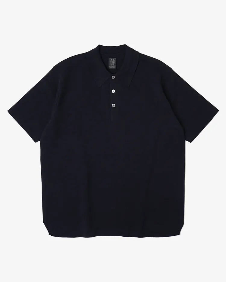 BATONER (MEN) / 32G SMOOTH KNIT POLO SHORT SLEEVE / NAVY