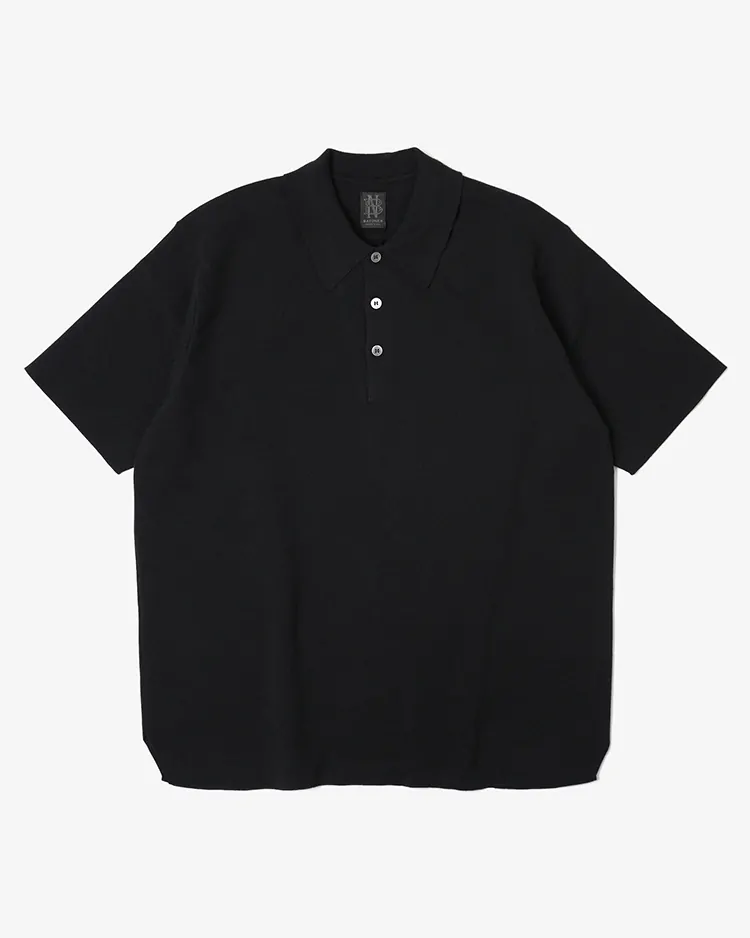 BATONER (MEN) / 32G SMOOTH KNIT POLO SHORT SLEEVE /BLACK
