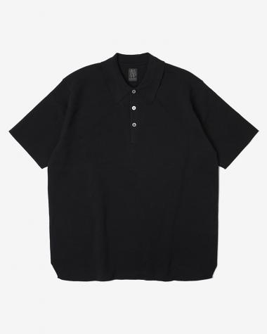  / 32G SMOOTH KNIT POLO SHORT SLEEVE /BLACK