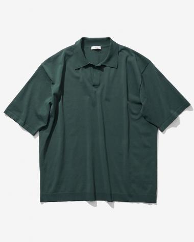  / FINE ICE COTTON SKIPPER POLO SWEATER / GREEN