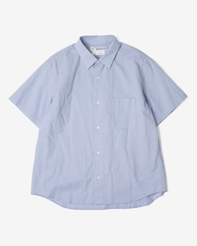 YAECA (MEN) / WIDE - BUTTON SHIRT S/S  / BLUE