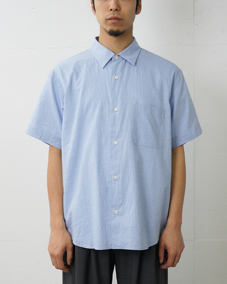 YAECA (MEN) / WIDE - BUTTON SHIRT S/S  / BLUE