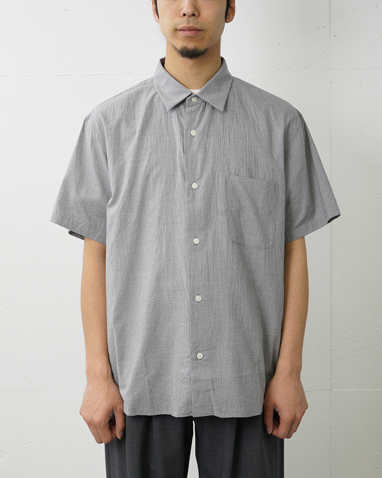 YAECA (MEN) / WIDE - BUTTON SHIRT S/S  / GRAY
