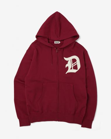  / D&D ”D”LOGO ZIP HOODIE / RED