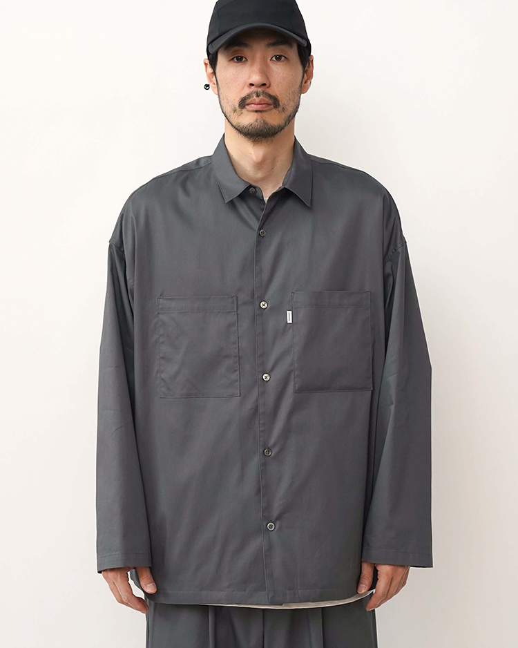 Graphpaper (MEN) / Solotex Twill L/S Oversized Box Shirt / GRAY