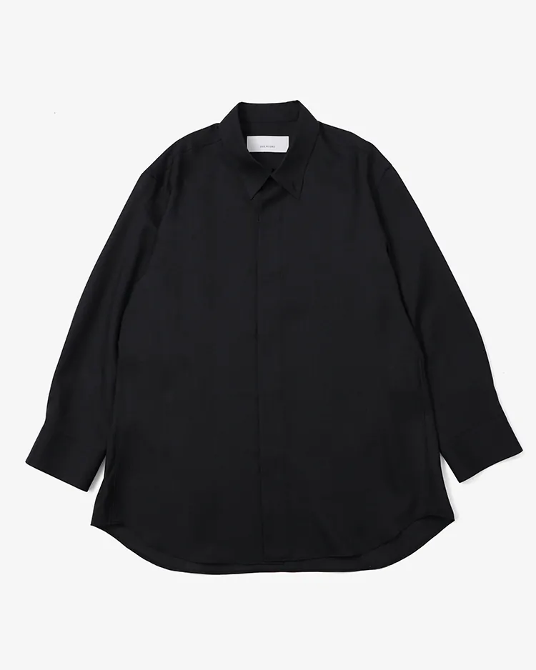OVERCOAT / Oversized Light Wool Shirt / BLACK