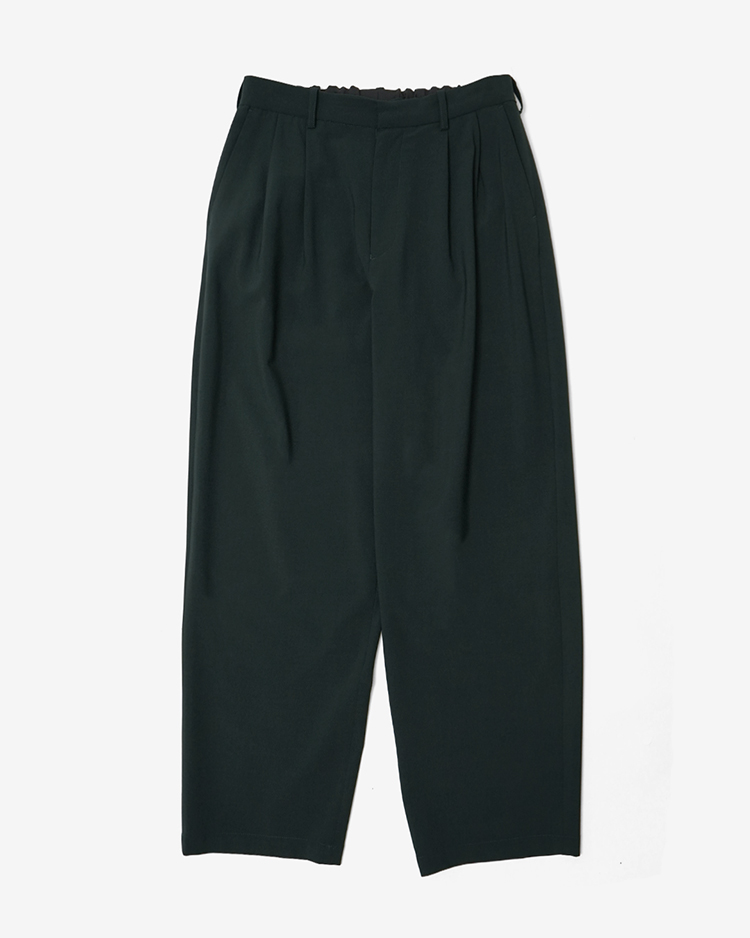 Dice&Dice / WOOL TWO-TUCK WIDE EASY SLACKS  / DARK TEAL		
