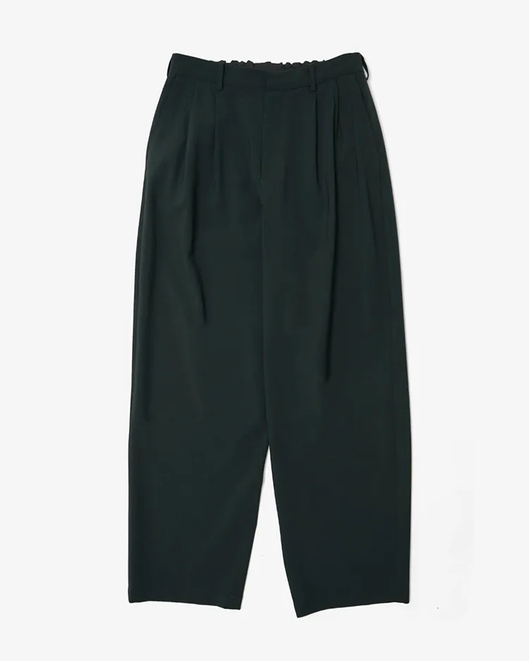 Dice&Dice / WOOL TWO-TUCK WIDE EASY SLACKS  / DARK TEAL		