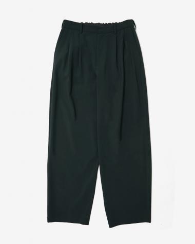  / WOOL TWO-TUCK WIDE EASY SLACKS  / DARK TEAL		