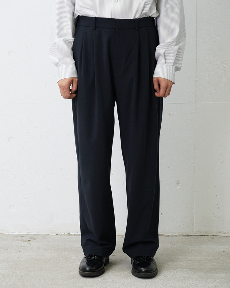 Dice&Dice / WOOL TWO-TUCK WIDE EASY SLACKS  / DARK NAVY