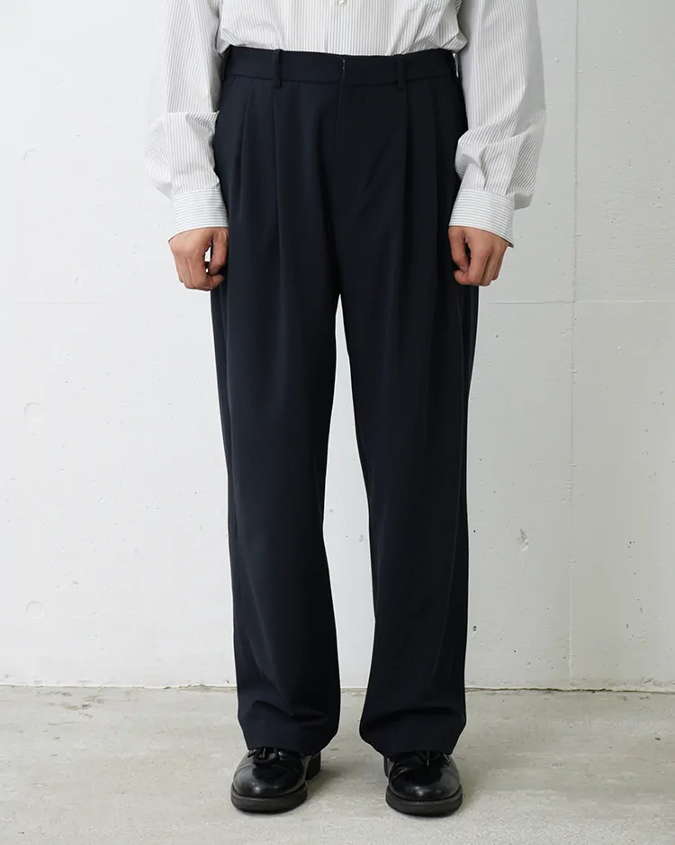 Dice&Dice / WOOL TWO-TUCK WIDE EASY SLACKS  / DARK NAVY