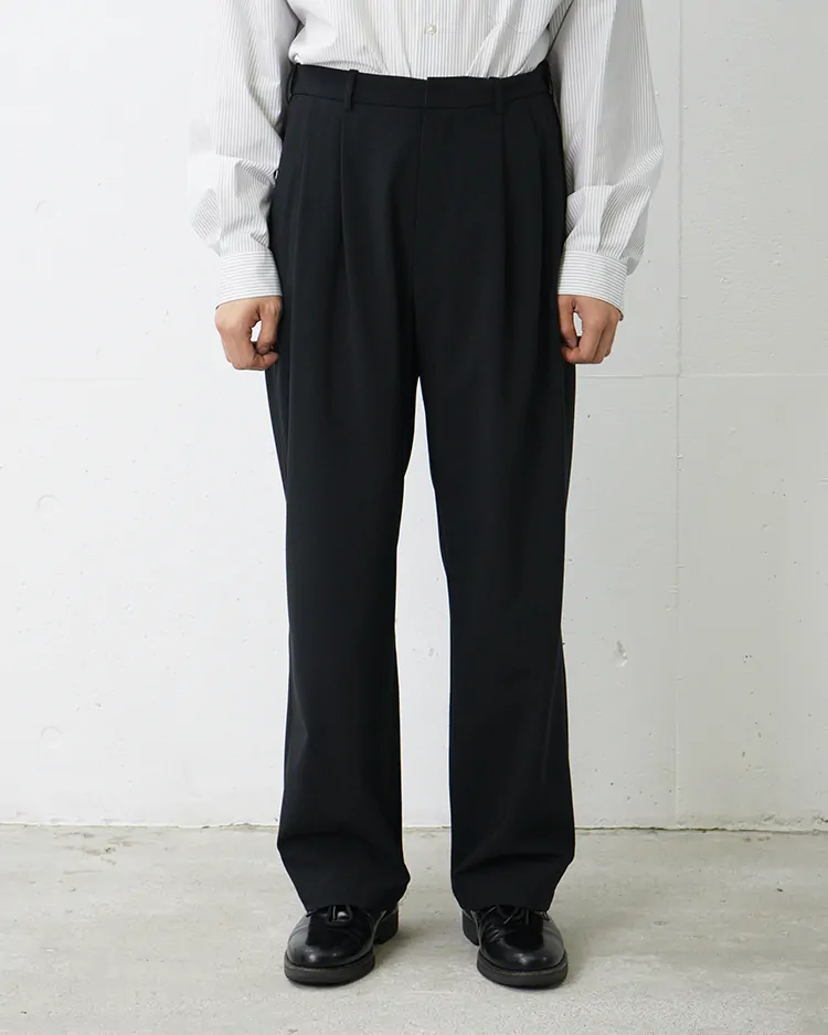 Dice&Dice / WOOL TWO-TUCK WIDE EASY SLACKS  / BLACK
