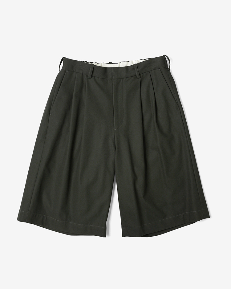 Dice&Dice / HIGH TWIST COTTON TWILL TWO-TUCK WIDE EASY SHORTS / DARK CHARCOAL		