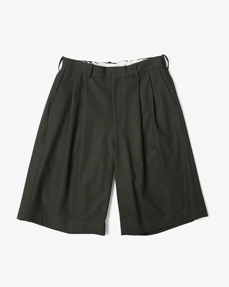 Dice&Dice / HIGH TWIST COTTON TWILL TWO-TUCK WIDE EASY SHORTS / DARK CHARCOAL		
