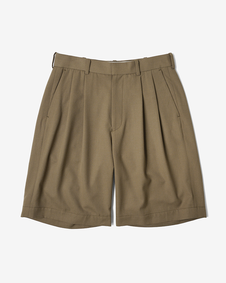 Dice&Dice / HIGH COUNT GABARDINE TWO-TUCK  SHORTS  / TAUPE