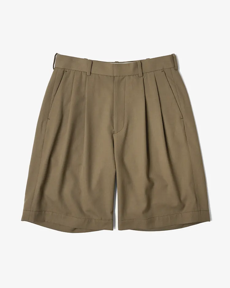 Dice&Dice / HIGH COUNT GABARDINE TWO-TUCK  SHORTS  / TAUPE