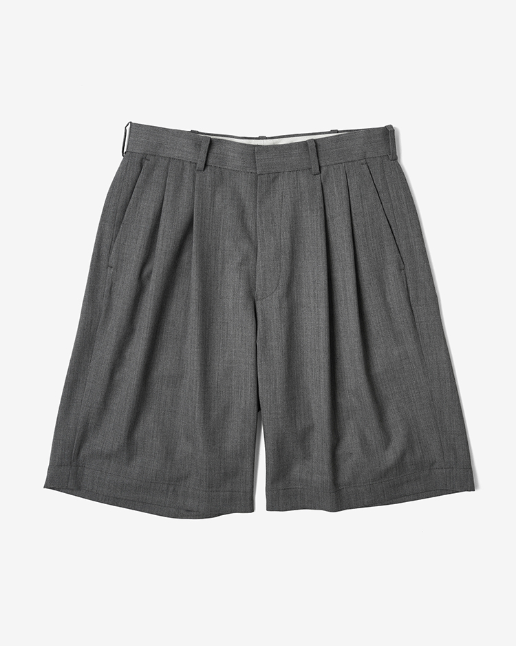 Dice&Dice / HIGH COUNT GABARDINE TWO-TUCK  SHORTS  / DARK GRAY