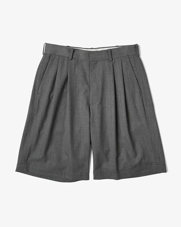 Dice&Dice / HIGH COUNT GABARDINE TWO-TUCK  SHORTS  / DARK GRAY