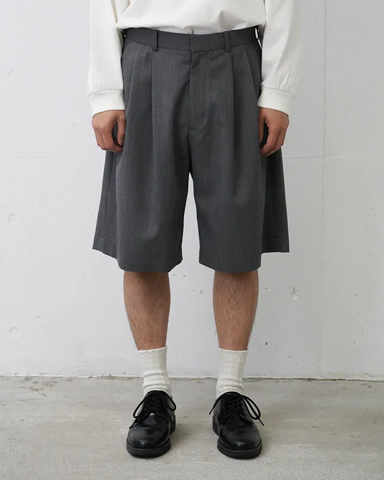 Dice&Dice / HIGH COUNT GABARDINE TWO-TUCK  SHORTS  / DARK GRAY