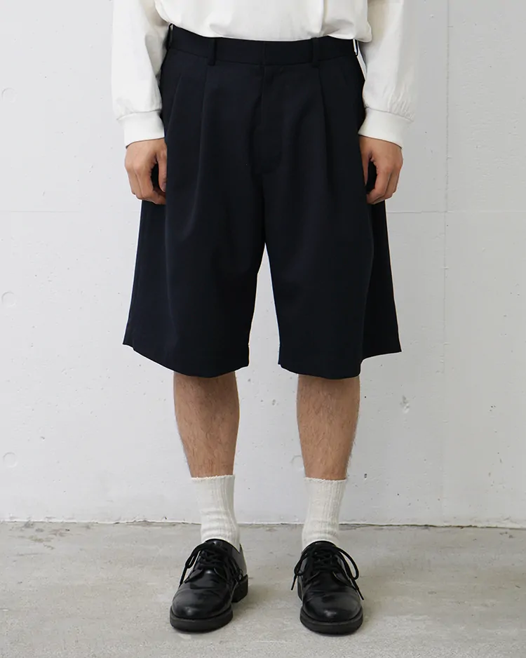 Dice&Dice / HIGH COUNT GABARDINE TWO-TUCK  SHORTS  / DARK NAVY