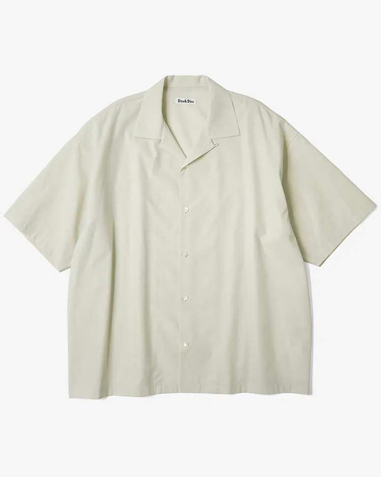 Dice&Dice / COTTON BROAD OPEN COLLAR S/S SHIRT / PALE BEIGE