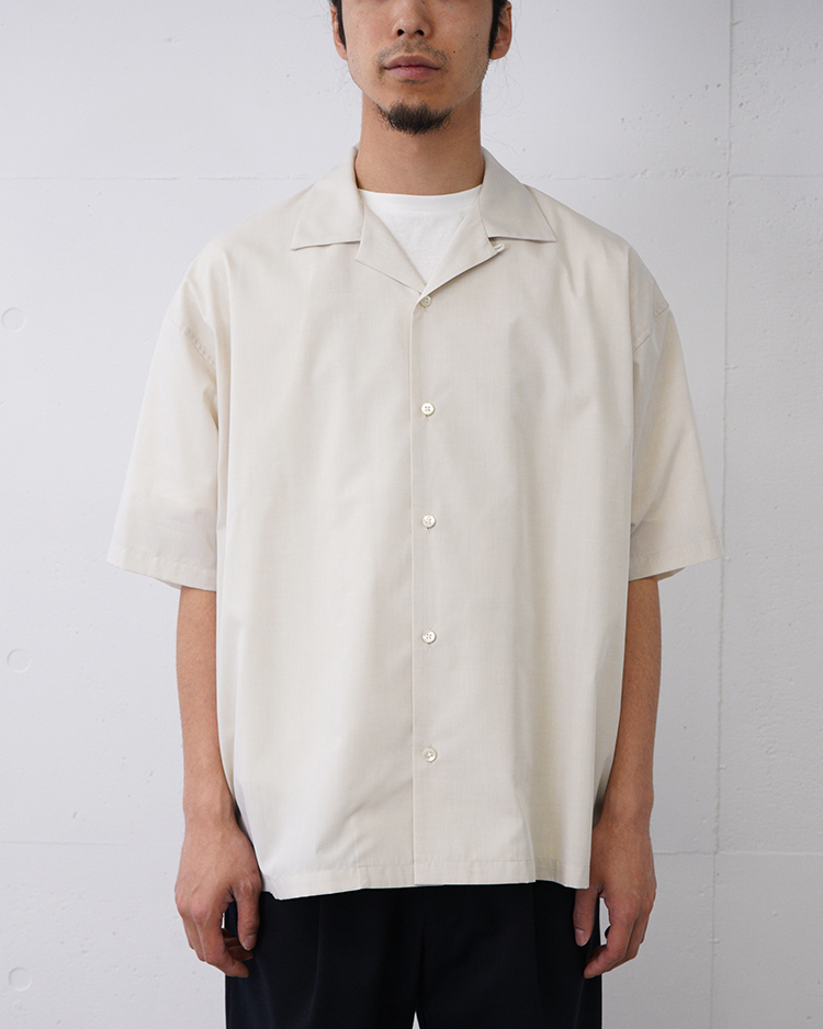 Dice&Dice / COTTON BROAD OPEN COLLAR S/S SHIRT / PALE BEIGE