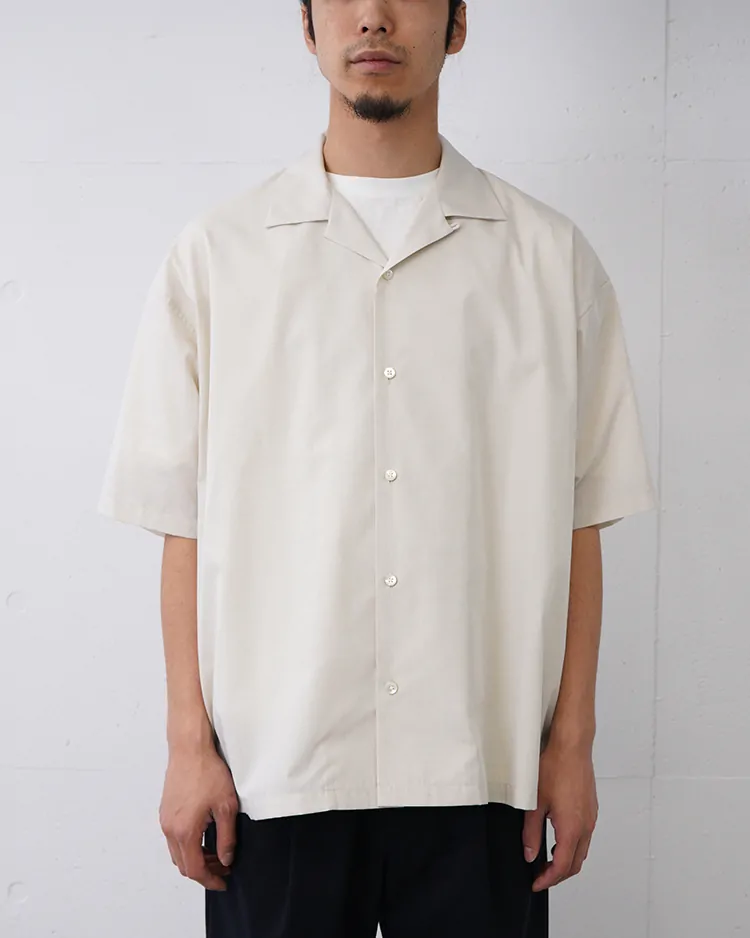 Dice&Dice / COTTON BROAD OPEN COLLAR S/S SHIRT / PALE BEIGE