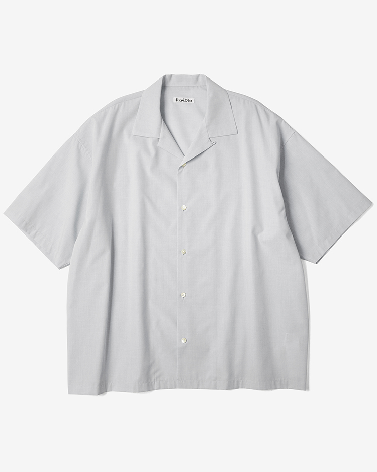 Dice&Dice / COTTON BROAD OPEN COLLAR S/S SHIRT / PALE GRAY		