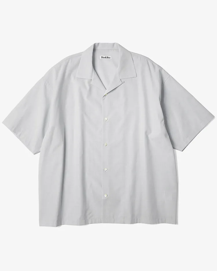 Dice&Dice / COTTON BROAD OPEN COLLAR S/S SHIRT / PALE GRAY		