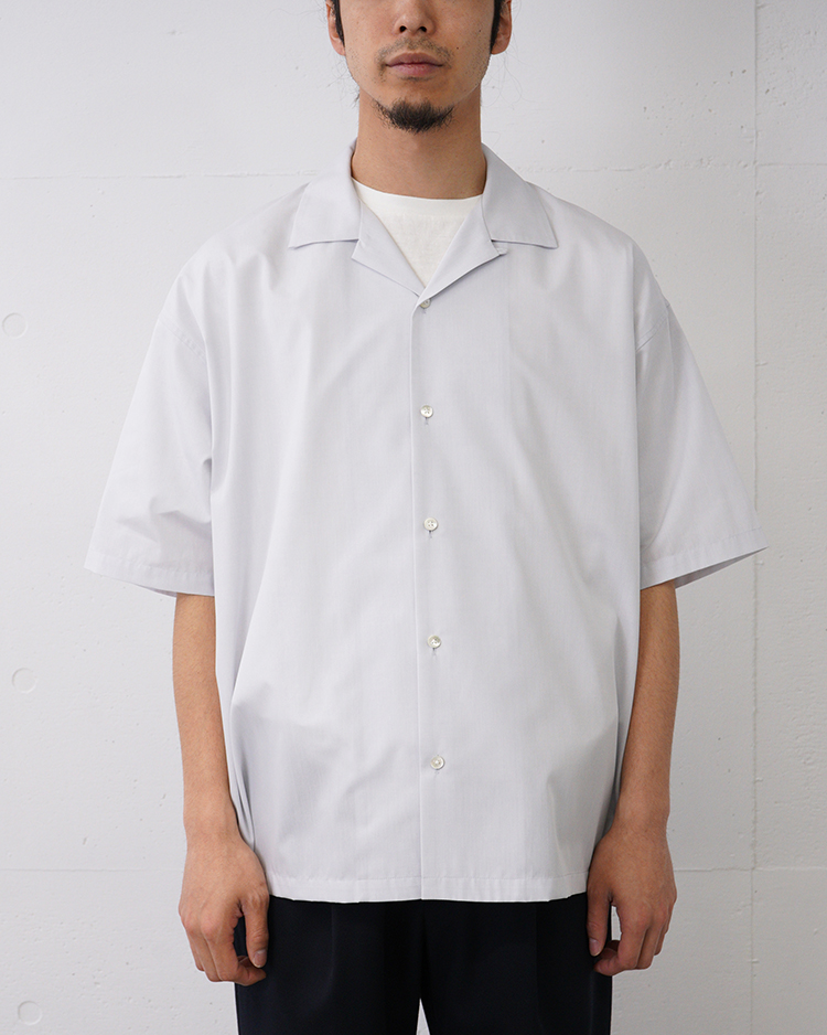 Dice&Dice / COTTON BROAD OPEN COLLAR S/S SHIRT / PALE GRAY		