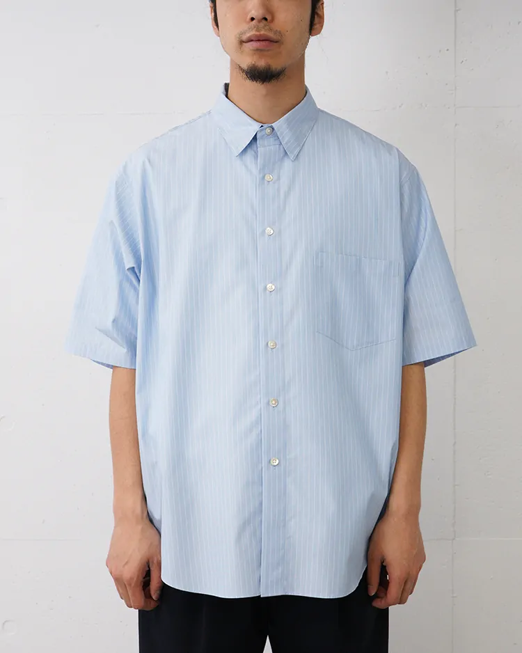 Dice&Dice / COTTON BROAD STRIPE REGULAR COLLAR S/S SHIRT/ BLUE STRIPE
