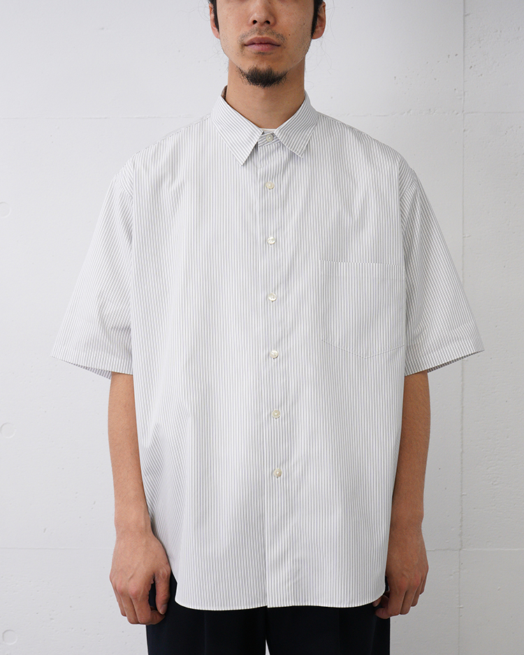 Dice&Dice / COTTON BROAD STRIPE REGULAR COLLAR S/S SHIRT / WHITE STRIPE