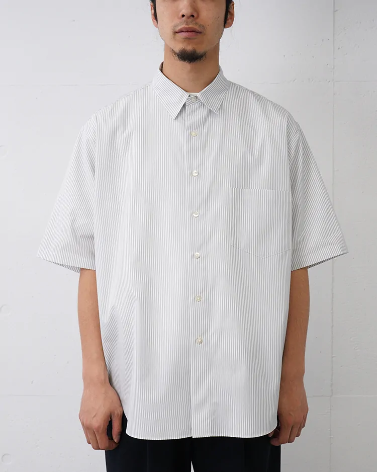 Dice&Dice / COTTON BROAD STRIPE REGULAR COLLAR S/S SHIRT / WHITE STRIPE
