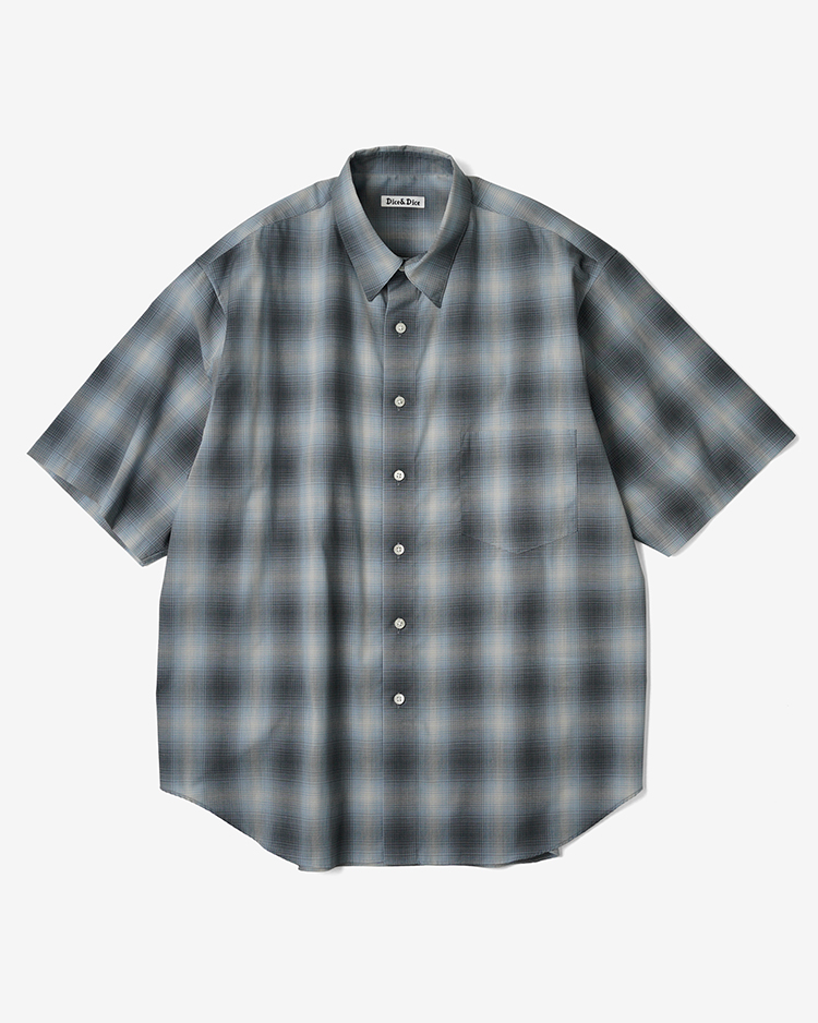 Dice&Dice / COTTON BROAD CHECK REGULAR COLLAR S/S SHIRT / BLUE CHECK