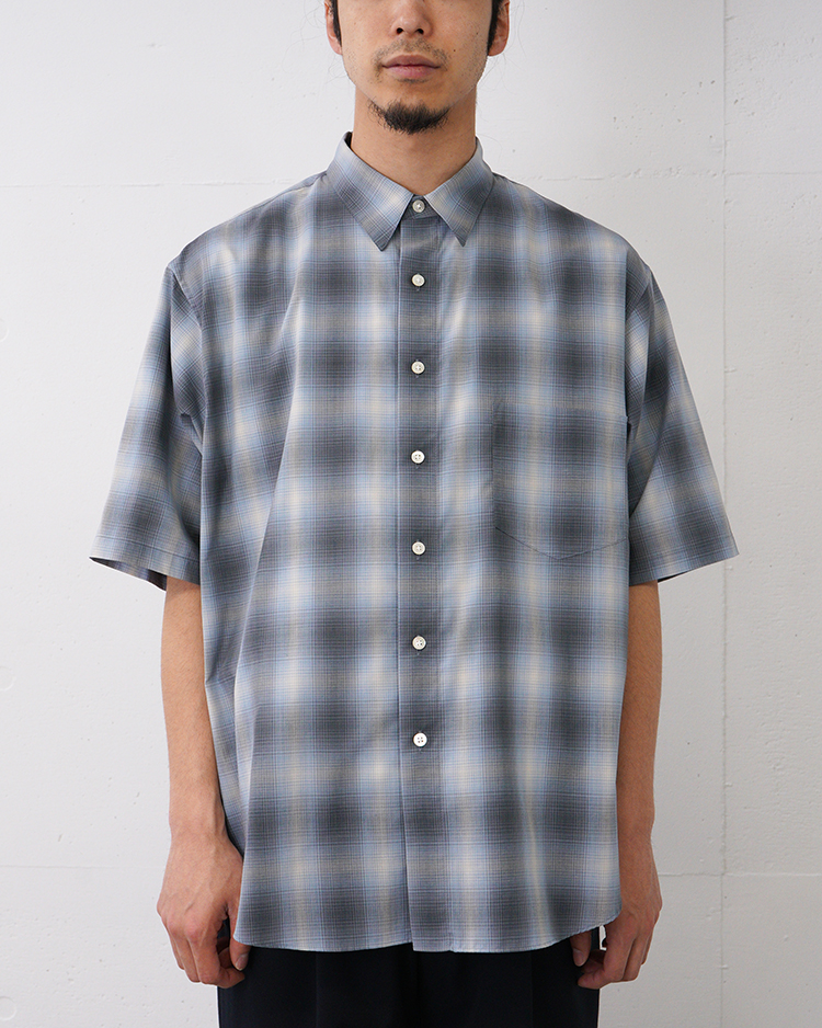 Dice&Dice / COTTON BROAD CHECK REGULAR COLLAR S/S SHIRT / BLUE CHECK