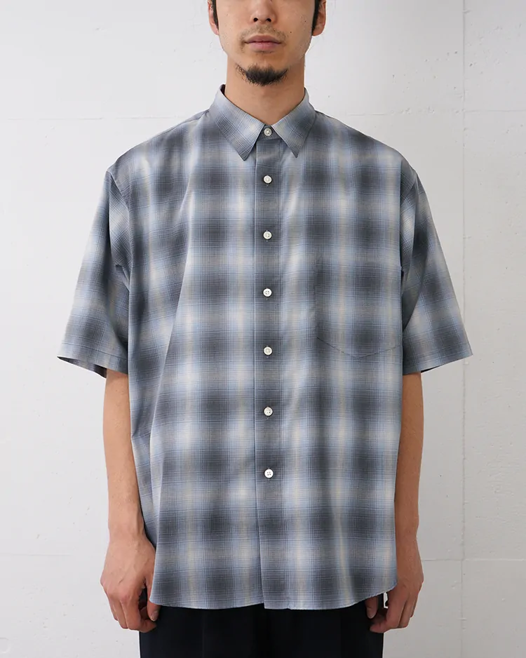 Dice&Dice / COTTON BROAD CHECK REGULAR COLLAR S/S SHIRT / BLUE CHECK