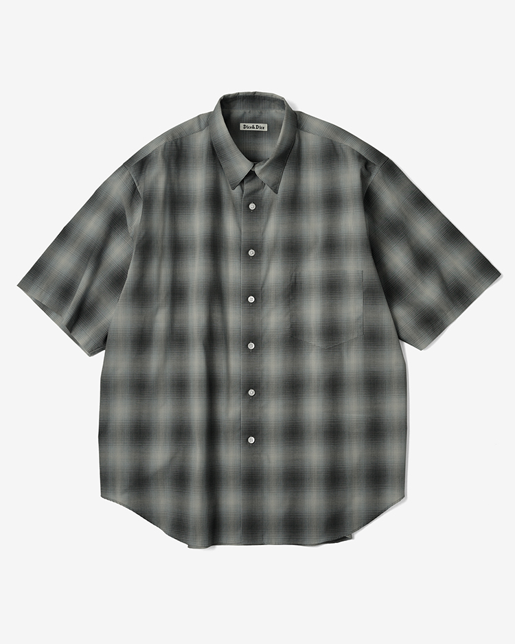 Dice&Dice / COTTON BROAD CHECK REGULAR COLLAR S/S SHIRT / BLACK CHECK		