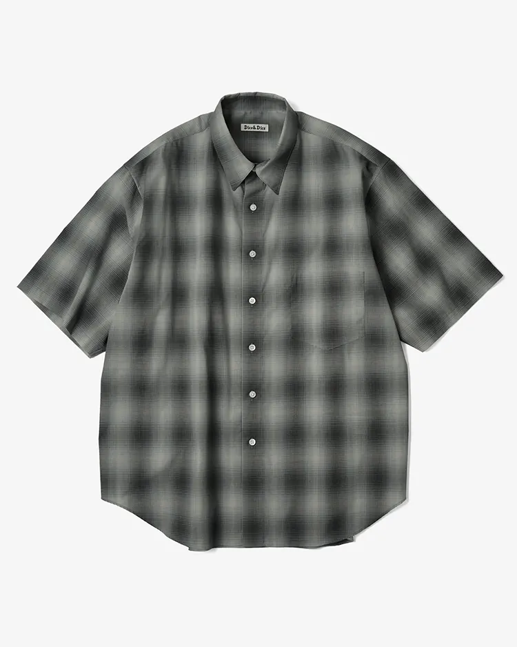 Dice&Dice / COTTON BROAD CHECK REGULAR COLLAR S/S SHIRT / BLACK CHECK		
