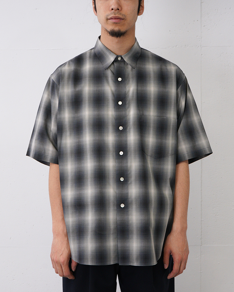 Dice&Dice / COTTON BROAD CHECK REGULAR COLLAR S/S SHIRT / BLACK CHECK		