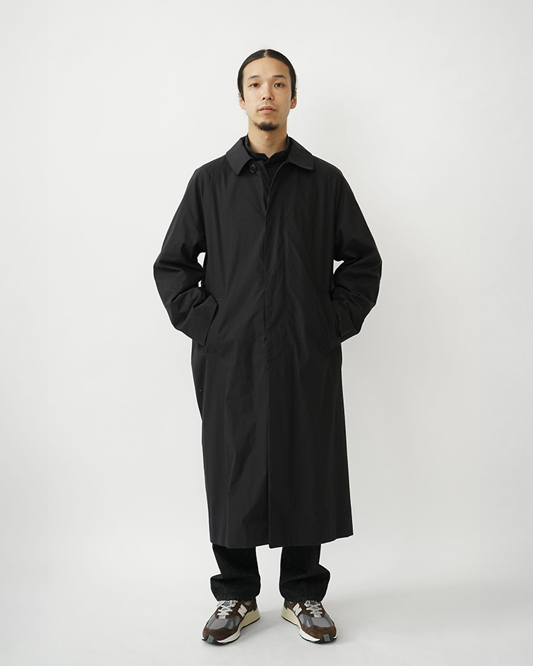 YAECA (MEN) / SOUTIEN COLLAR COAT - LONG / BLACK