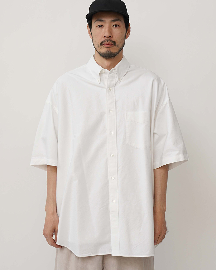 Graphpaper (MEN) / Oxford S/S Oversized B.D Shirt / WHITE